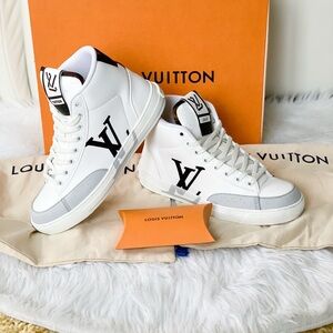 Louis Vuitton White and Black High-Top Sneakers